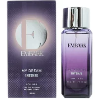 Purple Embark My Dream Intense Eau De Parfum 100ml bottle with silver cap and matching box.