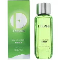 Embark My Journey Kerala Eau De Parfum 100ml, green bottle with silver cap, next to matching green box.