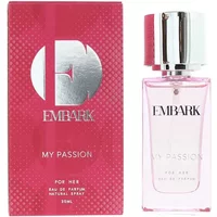 Embark My Passion Eau De Parfum 30ml, pink bottle with silver cap, matching pink box with silver logo and text.