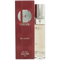 Embark My Story Eau De Parfum 15ml with silver cap, clear glass bottle, and red box packaging.