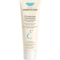 Cream-colored Embryolisse Filaderme Emulsion tube, 75ml, with blue logo and black text on front.