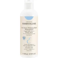Embryolisse Gentle Waterproof Makeup Remover Milk, 200ml white bottle with blue logo and beige label.