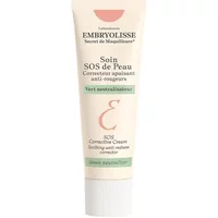 Embryolisse SOS Corrective Cream tube, beige with pink and green text, 30ml size, soothing anti-redness formula.