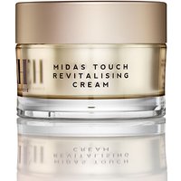 Gold and clear jar of Emma Hardie Midas Touch Revitalising Cream, 50ml, with metallic lid and black text.