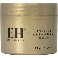Gold jar of Emma Hardie Moringa Cleansing Balm, 30ml, with black text and EH logo.