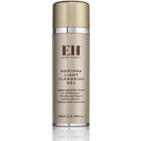 Gold cylindrical bottle of Emma Hardie Moringa Light Cleansing Gel, 100ml, with EH logo and text in black.