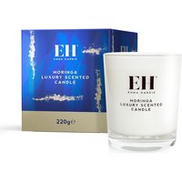 White glass jar Emma Hardie Moringa Luxury Scented Candle, blue and gold box, 220g.