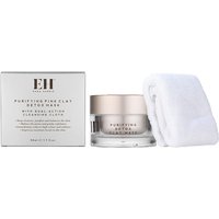 Emma Hardie pink clay detox mask in a clear jar with gold lid, next to a white box and cloth.