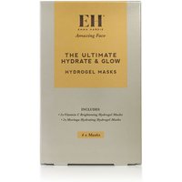 Emma Hardie Ultimate Hydrate & Glow Hydrogel Masks in a sleek beige box with gold accents and bold black text.