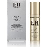 Gold Emma Hardie Vitamin C Intense Daily Serum bottle with matching box, featuring bold EH branding.