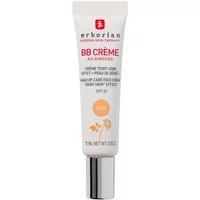 Erborian BB Crème Au Ginseng Doré SPF 20, 15ml white tube with red and black text, orange floral design.