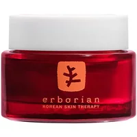 Red jar of Erborian Skin Therapy Eye cream, white lid, orange logo, and text on the front.