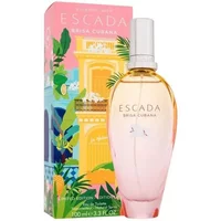 Escada Brisa Cubana Eau De Toilette 100ml, pink gradient bottle, silver cap, with colorful tropical-themed box.