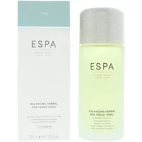 ESPA Balancing Herbal Spa-Fresh Tonic 200ml in a clear bottle with silver cap, next to a white and green box.