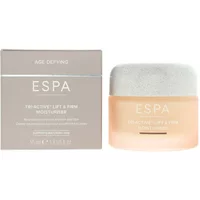 ESPA Tri-Active Lift & Firm Moisturiser 55ml in a peach jar with white lid, next to matching peach and white box.