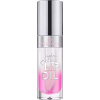 Essence Hydra Kiss Lip Oil 01 Kiss From A Rose, clear bottle with pink tint, silver cap, 4 ml.