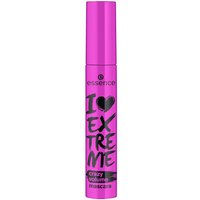 Pink Essence I Love Extreme Crazy Volume Mascara tube with bold black text and 12 ml capacity.