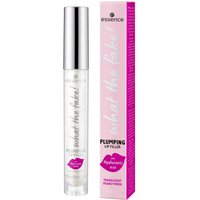 Clear Essence What The Fake! Plumping Lip Filler 01 with silver cap and pink box detailing.