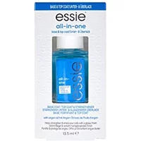 essie Base & Top Coat All-In-One 13.5ml, blue liquid in clear bottle with white cap, packaged in white box.