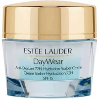 Estée Lauder DayWear creme, gold lid, clear jar, blue-tinted cream, SPF 15, 50ml for normal/combination skin.
