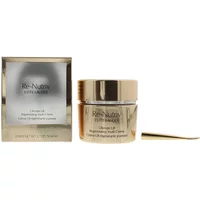Gold Estée Lauder Re-Nutriv creme jar with matching lid and box, includes a small gold applicator.