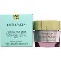 Pink jar with gold lid, Estée Lauder Resilience Multi Effect Tri Peptide Face & Neck Creme SPF 15, 50ml.