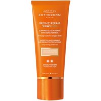 Orange Esthederm Bronz Repair Sunkissed 50ml tube with gold cap and white text detailing bronzing body cream features.