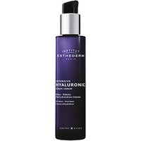 Dark purple Esthederm Intensive Hyaluronic Serum bottle with black pump, white text, 30 ml size for very dry skin.