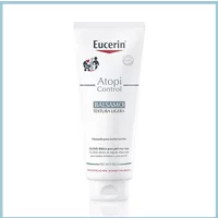 Eucerin Atopi Control Balm 400ml, white tube with red cap, blue and black text, Eucerin logo on top.