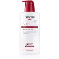 Eucerin pH5 Wash Lotion 400ml, white bottle with red pump and label, designed for sensitive skin.