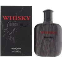 Evaflor Whisky Black Op Eau De Toilette 100ml, dark marbled bottle with red text, matching black box.