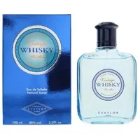 Evaflor Whisky Vintage Eau De Toilette 100ml, blue glass bottle with black cap, blue box with gold accents.