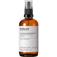 Evolve Beauty Daily Defense Moisture Mist 100ml in amber spray bottle with white label and black cap.