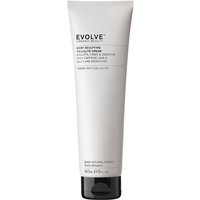 White tube of Evolve Organic Beauty Body Sculpting Cellulite Cream, black cap, minimalist design, 150ml.