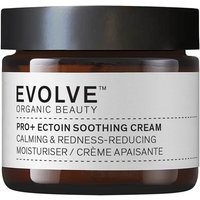 Evolve Beauty cream in amber jar with white label, black lid, text "Pro+ Ectoin Soothing Cream" in bold.