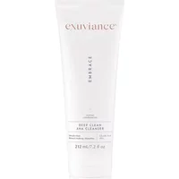 White Exuviance Deep Clean AHA Cleanser tube, 212ml, with red logo and black text detailing on front.