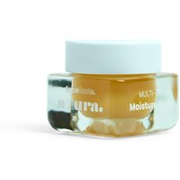 Face Facts Auura Multi-use Moisture Balm 10 ml in a clear square jar with a white lid and gold balm inside.