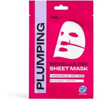 Pink Face Facts Biocellulose Mask package with white mask graphic and bold black "PLUMPING" text on the side.