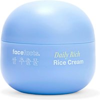 Blue Face Facts Daily Rich Rice Cream jar, 100 ml, with white text and rounded shape.