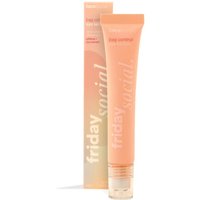 Peach tube of Face Facts Friday Social Bag Control Eye Serum, 15 g, with matching box and white text.