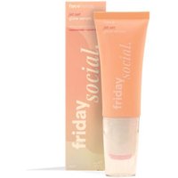 Peach tube of Face Facts Friday Social Jet Set Glow Serum, 30g, with matching box, white text, and clear cap.
