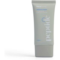 Gray tube of Face Facts Peptide Restore Cream, 50 ml, with white and blue text, featuring a flip-top cap.