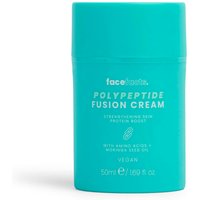 Turquoise Face Facts Polypeptide Fusion Cream bottle, 50 ml, with white text and vegan label.