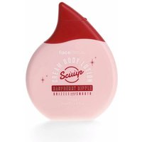 Pink teardrop-shaped bottle of Face Facts Scuup Cream Body Lotion with red cap, 200 ml.