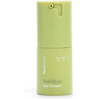 Green Face Facts Snail Mucin Eye Cream bottle with pump dispenser, 15 ml size.