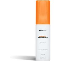 White bottle of Face Facts Tinted Skincare Perfect Prep Primer, orange cap, 50 ml, with black and orange text.