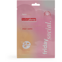 Face Facts Turbo Plump Biocellulose Masque in pink packaging with white text and mask graphic.