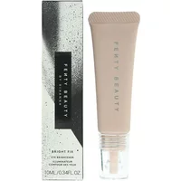 Fenty Beauty Bright Fix Eye Brightener in Rose Quartz, beige tube with clear cap, next to matching box.