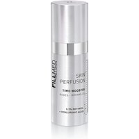 Silver FILLMED Skin Perfusion Time-Booster bottle with 0.3% retinol, sleek cylindrical design, and metallic finish.