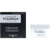 Filorga Hydra-Filler Pro Youth Moisturiser 50ml in a white jar with black text, next to a black box with white branding.